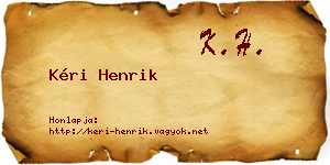 Kéri Henrik névjegykártya
